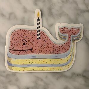 Vineyard Vines scented Happy Birthday whale cake Sticker, one size